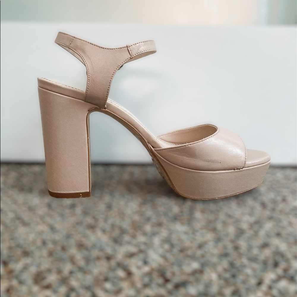 Zara Nude Chunky Heel Platform Size 10